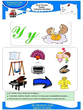 Çocuklar İçin Y Sesi Çalışma Sayfaları 